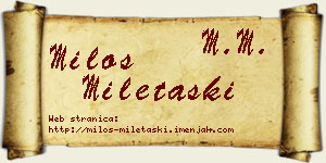 Miloš Miletaški vizit kartica